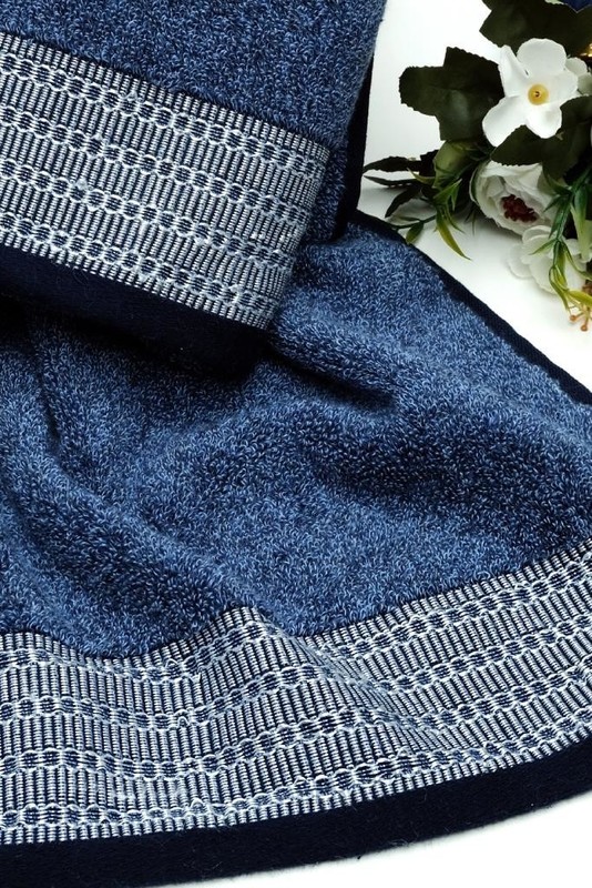 Elegantna brisača z lepo oblikovanimi obrobami set (2) (50x90cm)- modra